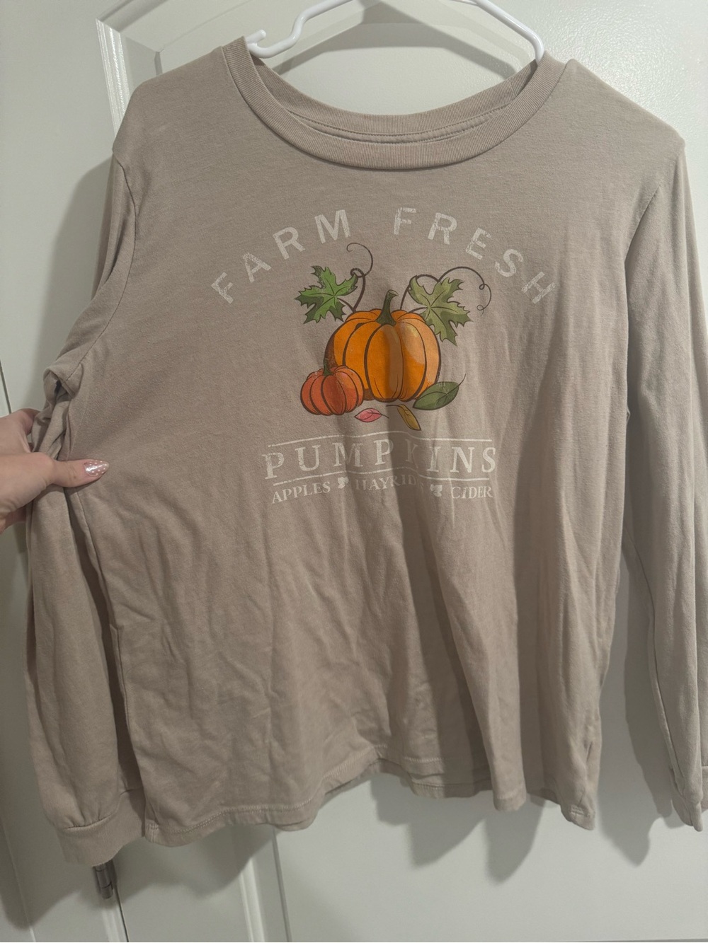 State of Mind Taupe Long-Sleeve Pumpkin Graphic Tee